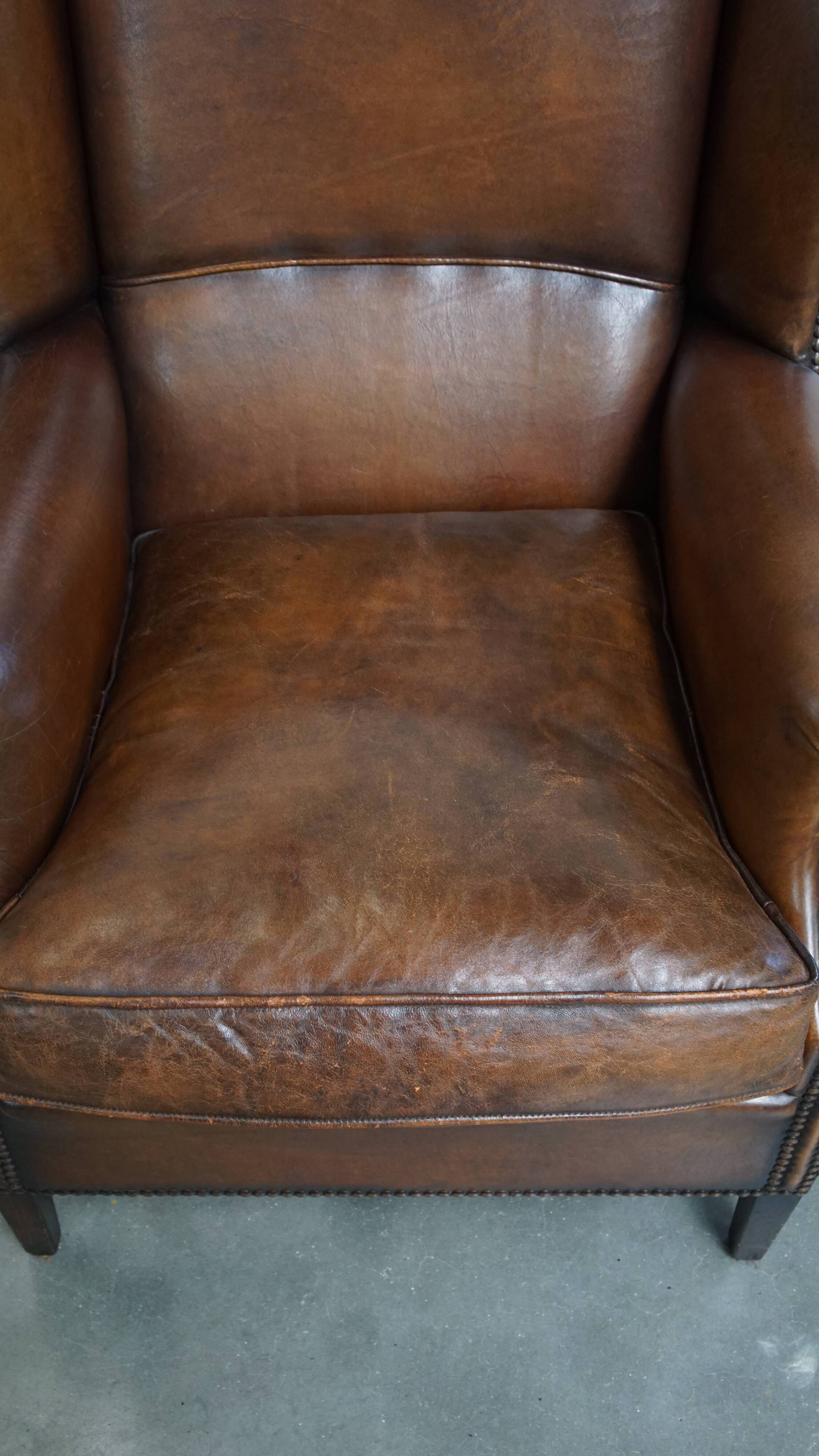 Wingback Chair in Sheepskin Leather
