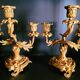 Pair of candlestick candlesticks antique torches in gilded bronze nineteenth century