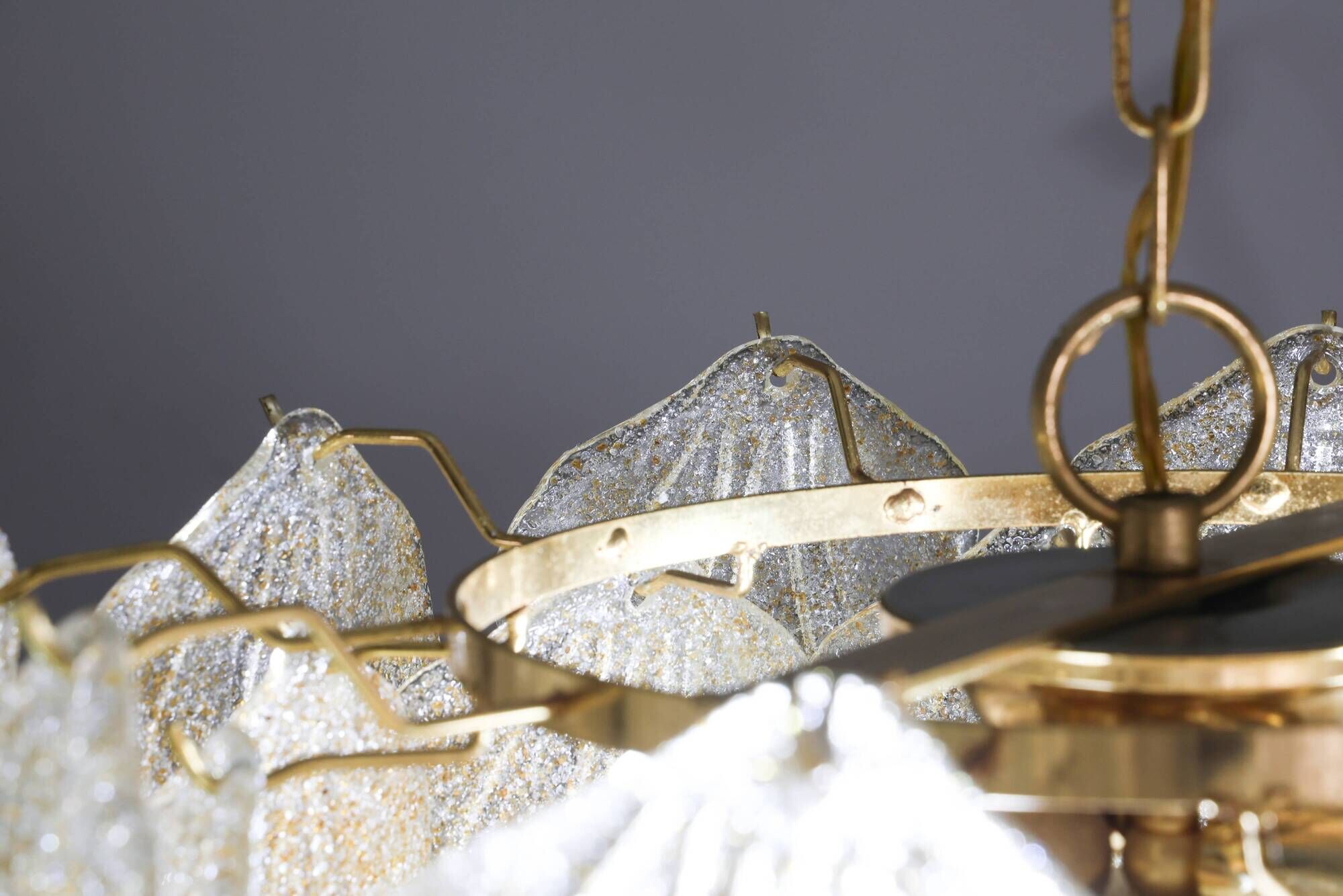 Amazing Large Murano Glass Gold Leaves Chandelier