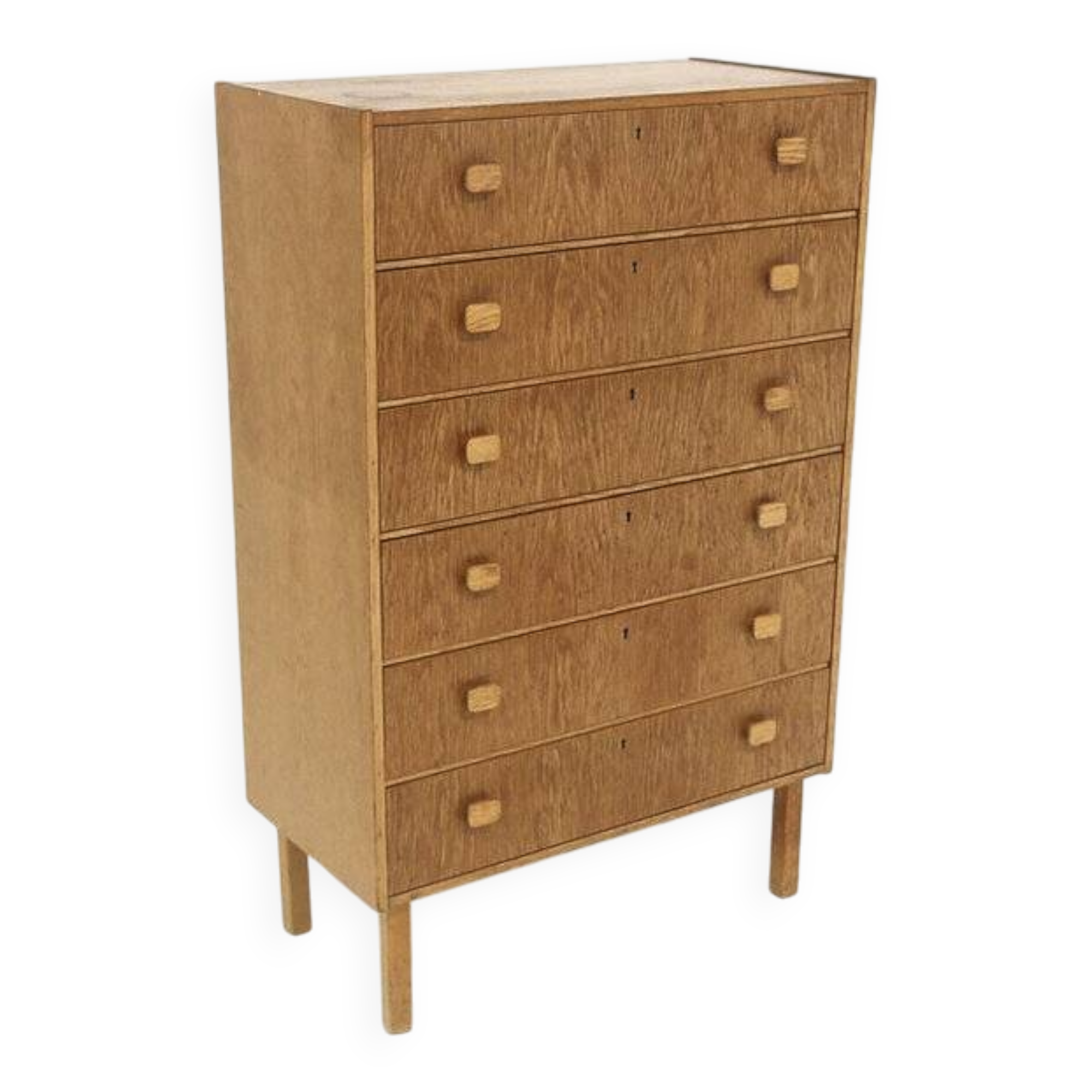 Scandinavian "tallboy" chest of drawers in oak, Sweden, 1960.