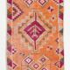 Tapis Kilim Vintage Orange et Rose, Motifs Géométriques, 77x326 Cm
