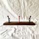 Vintage school coat rack in solid wood - 3 coat hooks in lacquered metal
