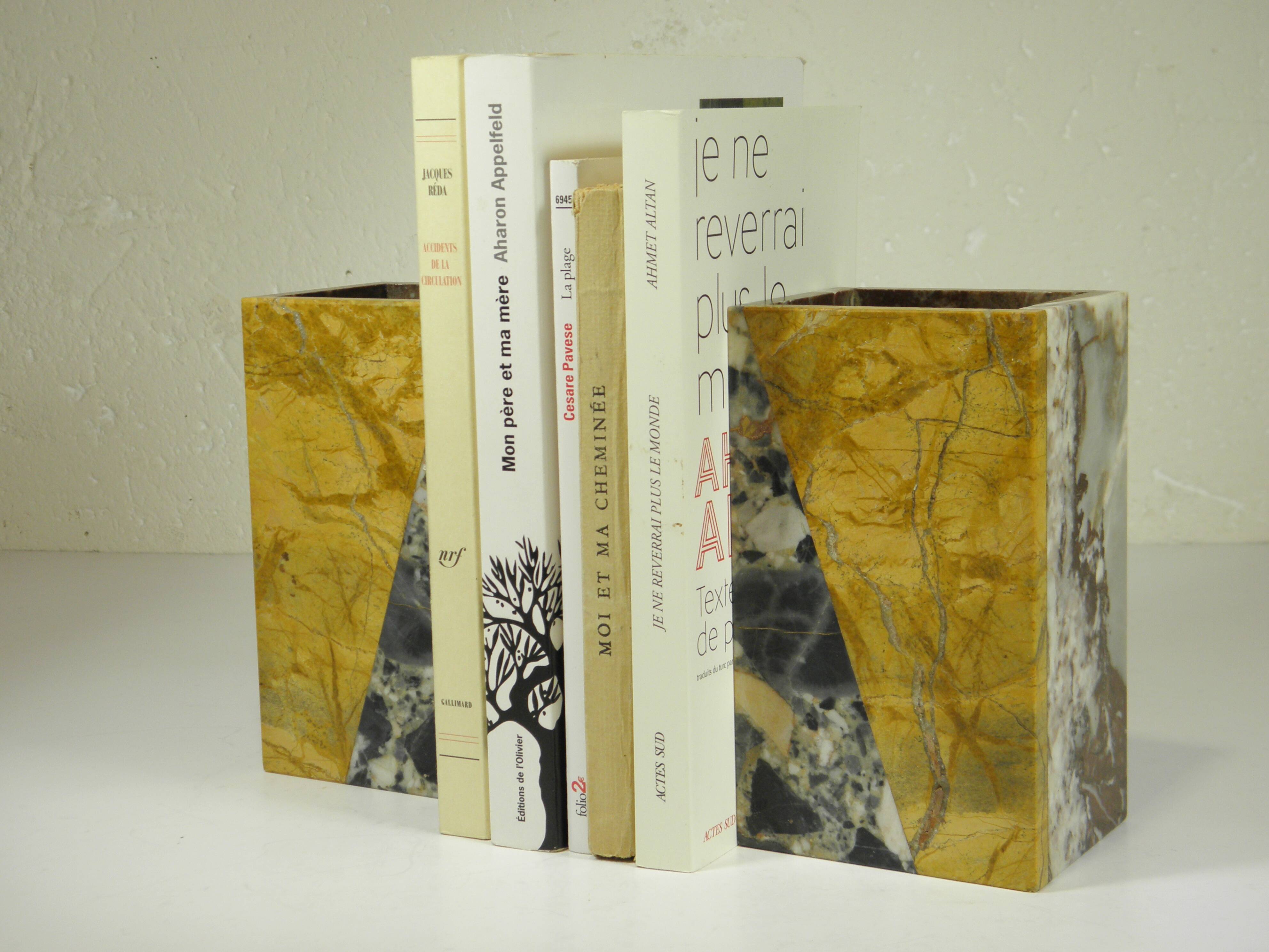 Pair of Art Deco marble bookends