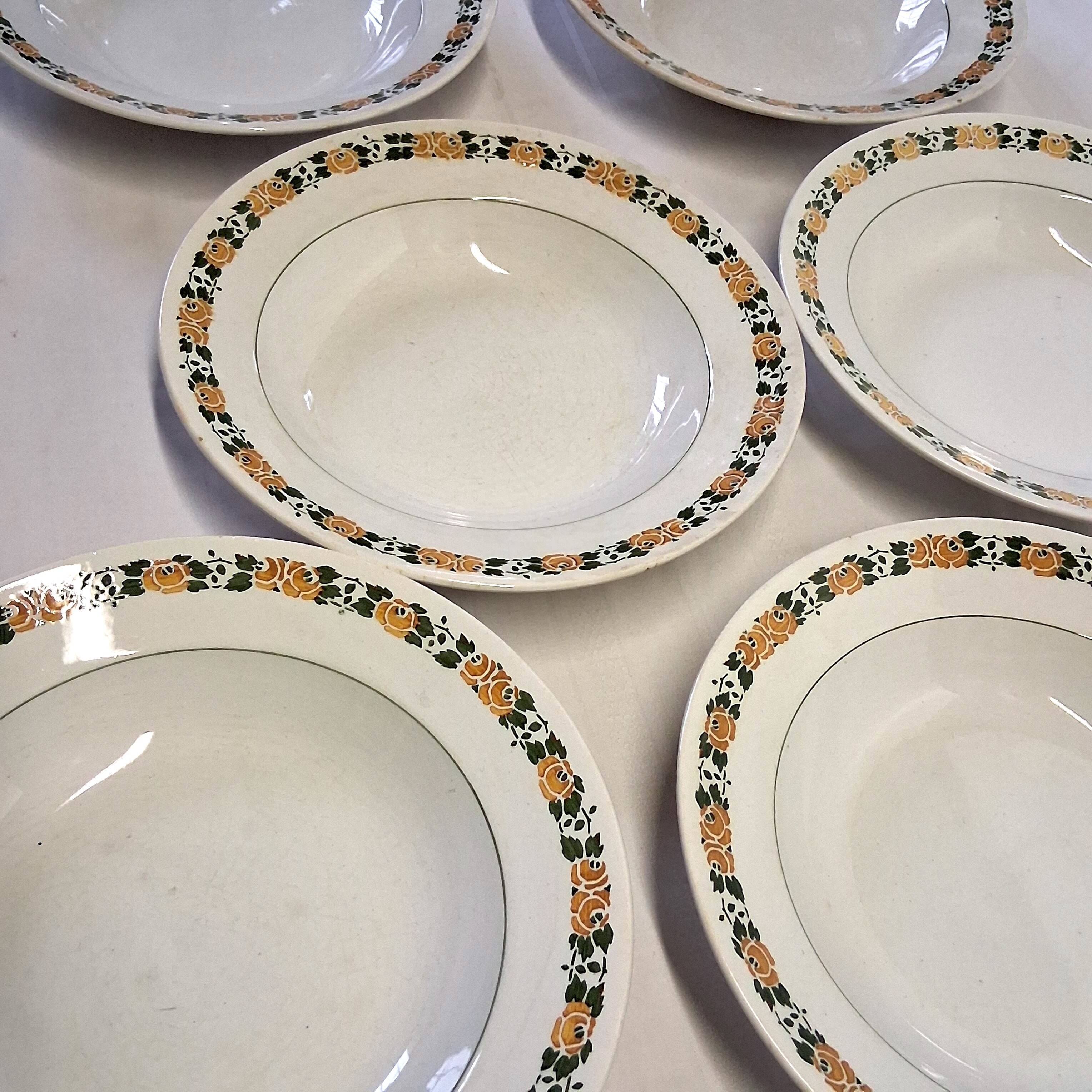 6 antique Villeroy & Boch soup plates in good condition