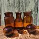 Trio de bocaux vintages style pots apothicaire