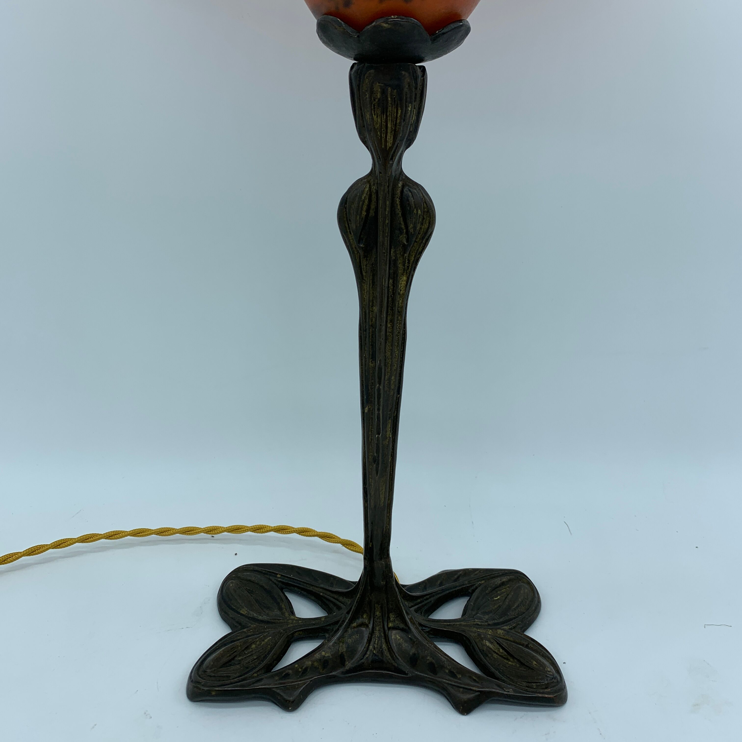 Art Nouveau Bronze style lamp and glass pasta