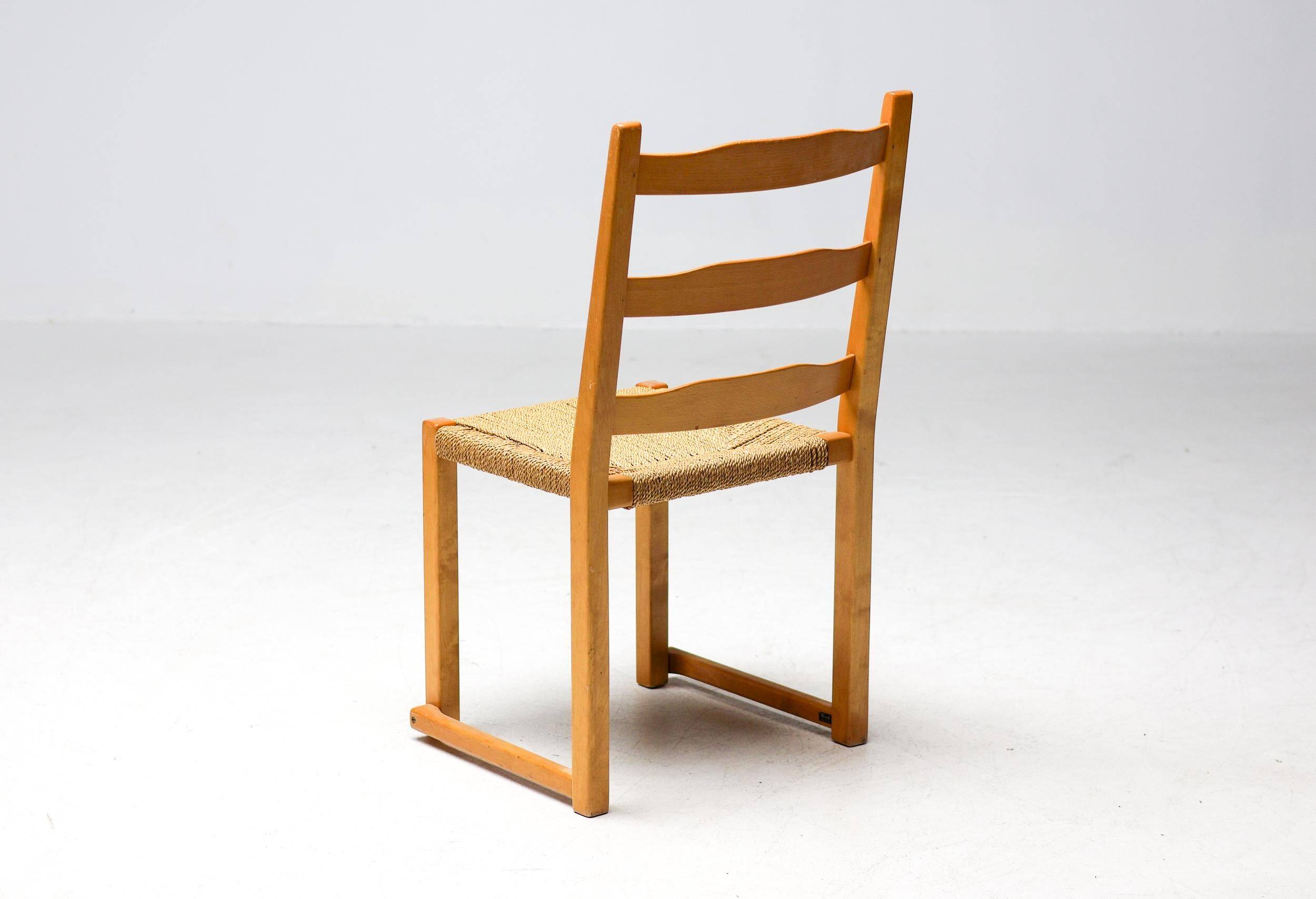 Stackable chairs Poul Volther Gemla Sweden in modern Scandinavian ash from the mid-20th century.