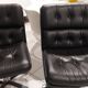 Pair of vintage Italian design leather office armchairs 1980