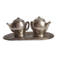 Set three pieces salt shaker and pepper teapots miniature teapots