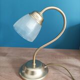 Lampe de chevet en verre ciselé et métal