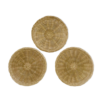Trio of Wicker baskets for wall composition