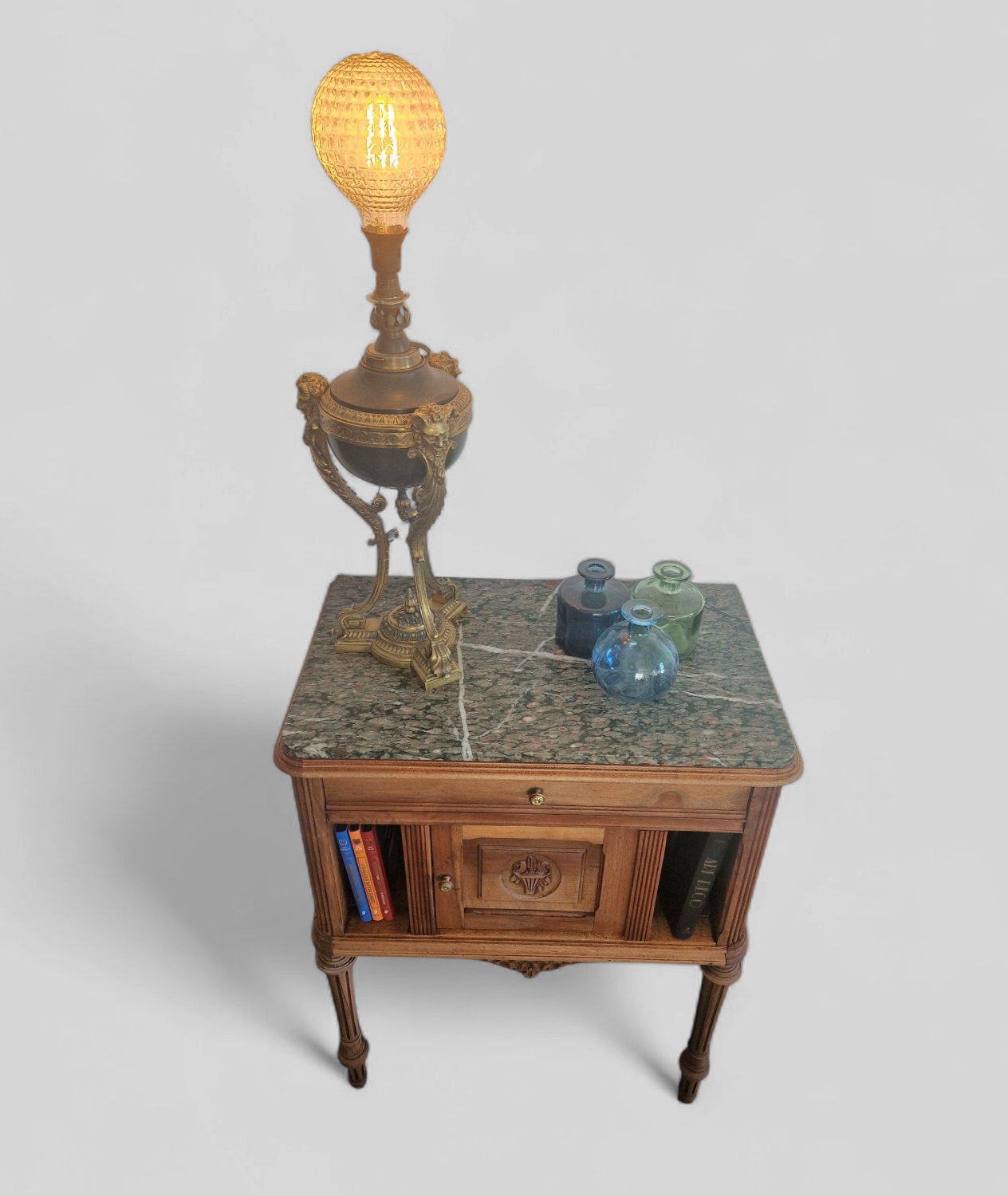 Walnut and green marble sideboard – Louis XVI style – Early 19th century