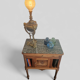 Occasional table in walnut and green marble, Louis XVI style, early 20th century.