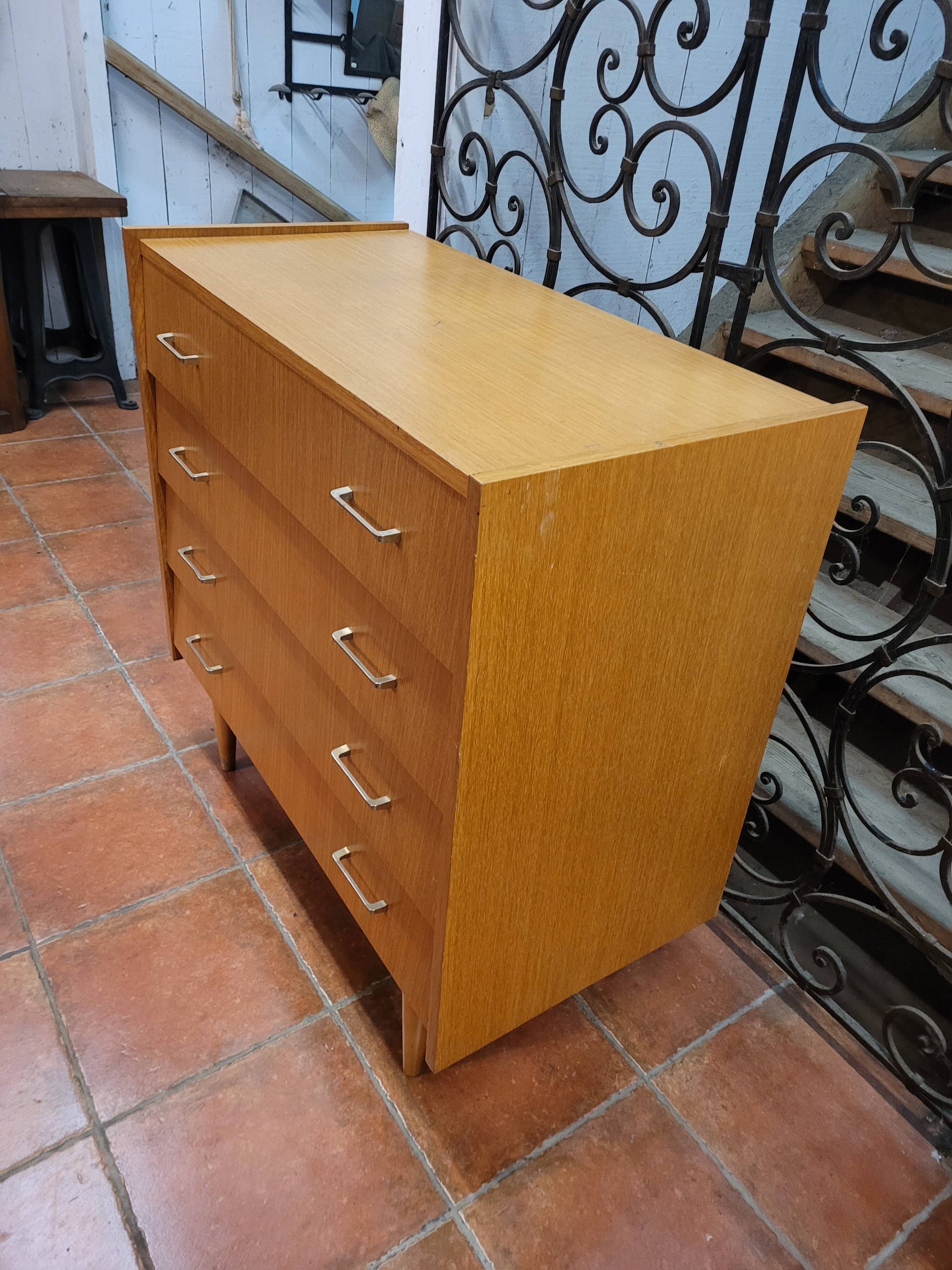 Vintage oak chest of drawers from the 60s