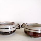 Pair of Japanese sandstone caquelons