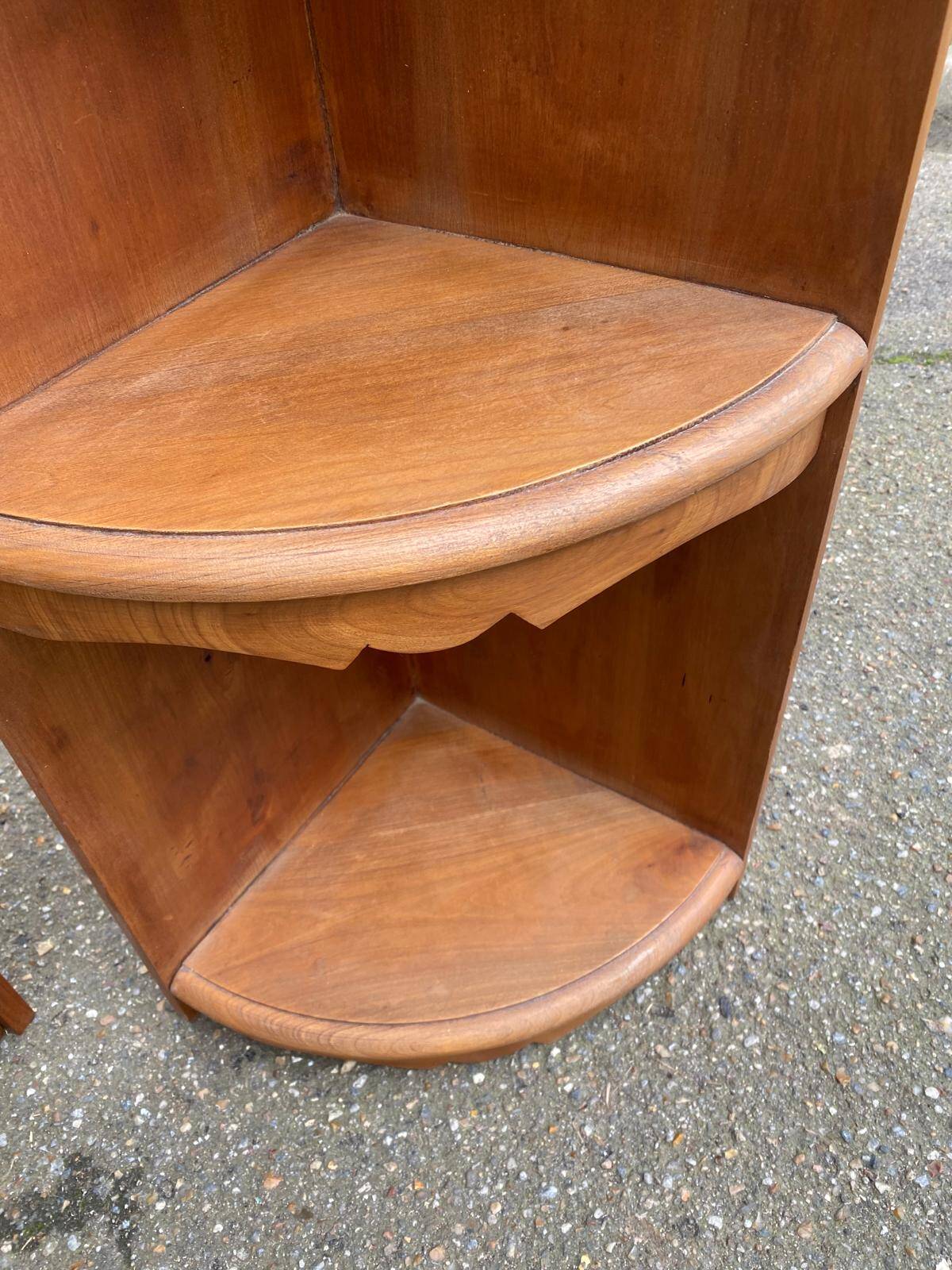Pair of 19th-century solid wood corner wall shelves.