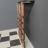 Coat rack wall unit in palisander wood veneer and chrome 1960s