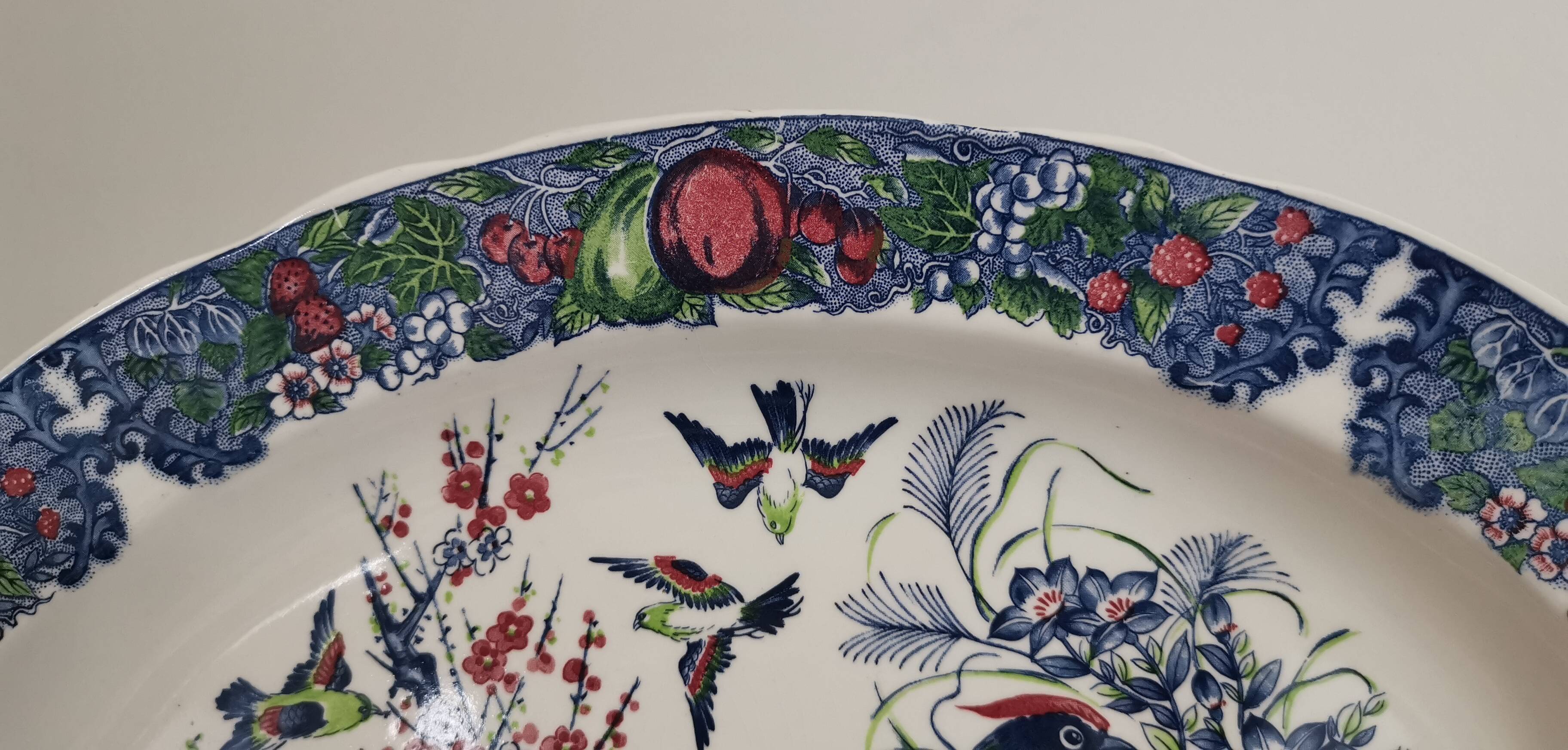 Old large oval dish in Japanese earthenware 46cm