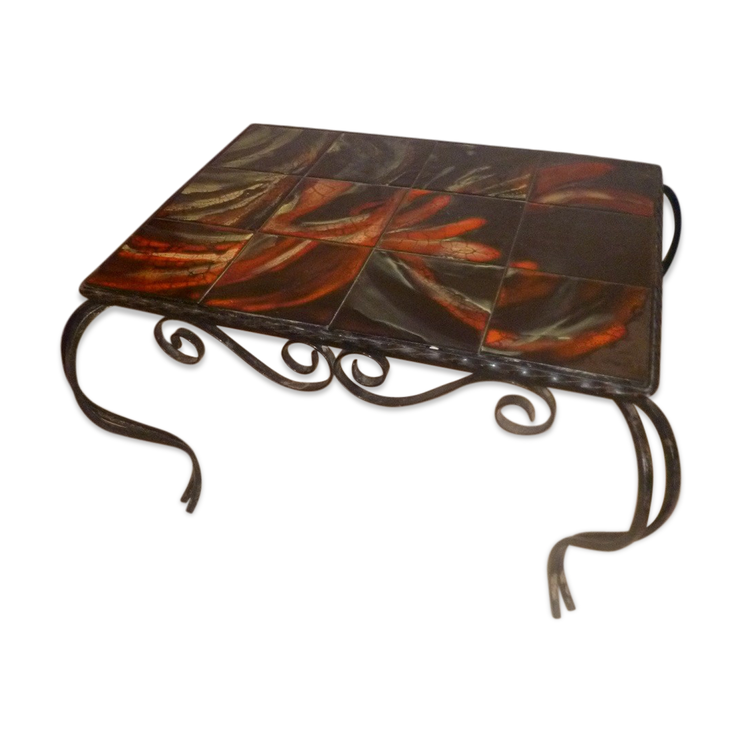 Coffee table iron forge 1960 1970 tiling