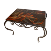 Table basse fer forge carrelage 1960 1970
