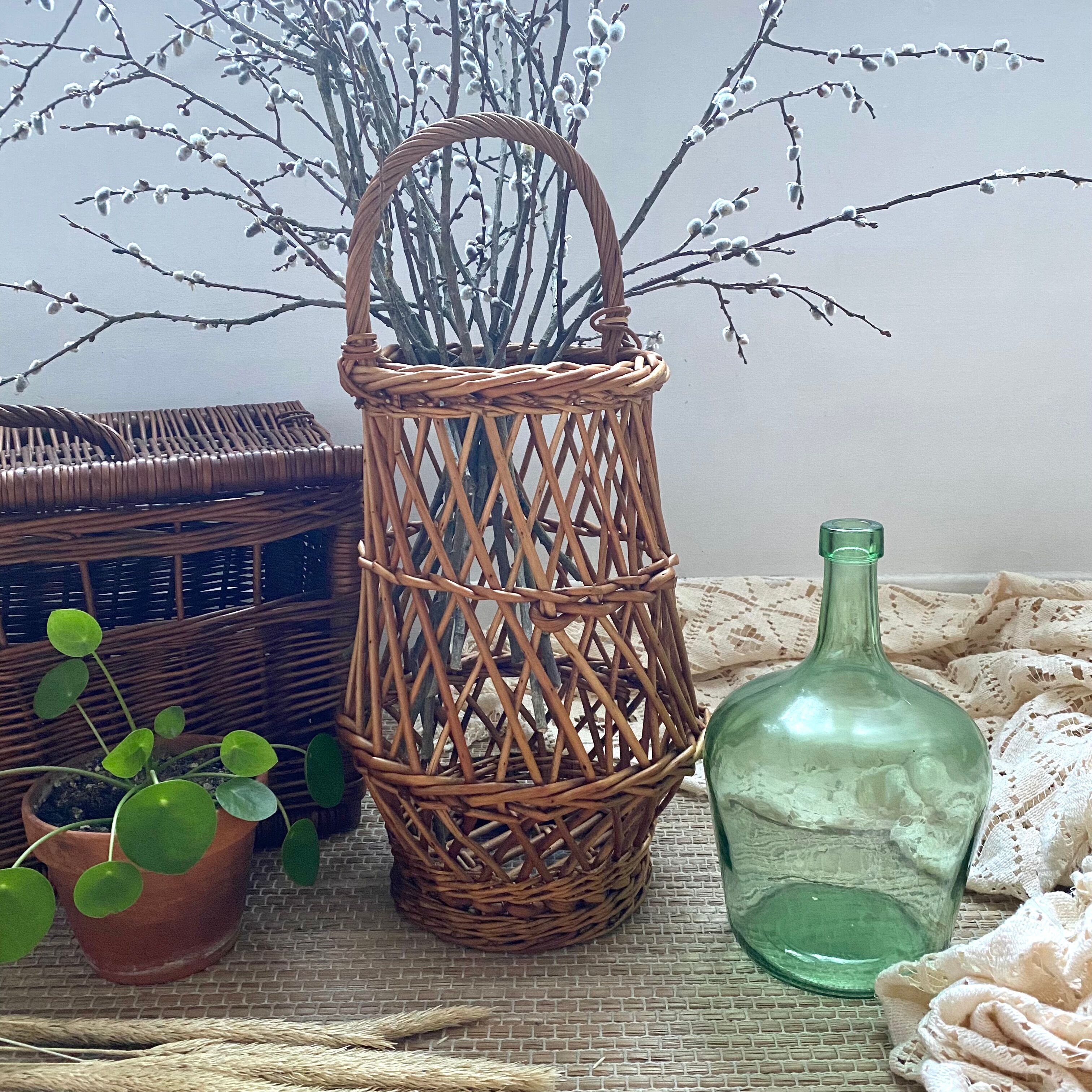 Panier en osier vintage pour fleurs