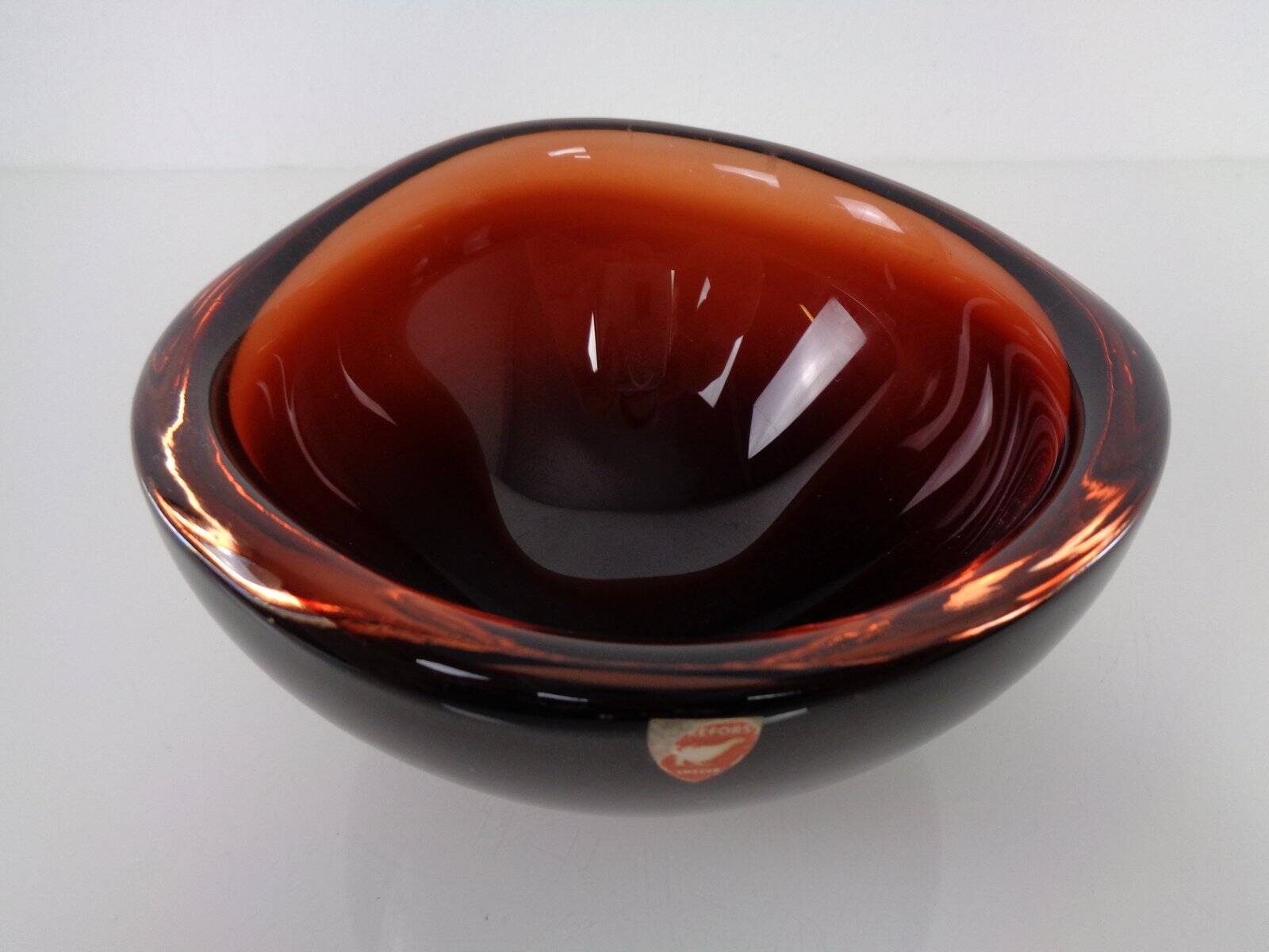 Swedish Burgundy Glass Bowl from Orrefors, 1960s