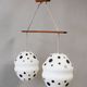 Vintage 1960s Czech Double Pendant Light with Black & White Opaline Glass