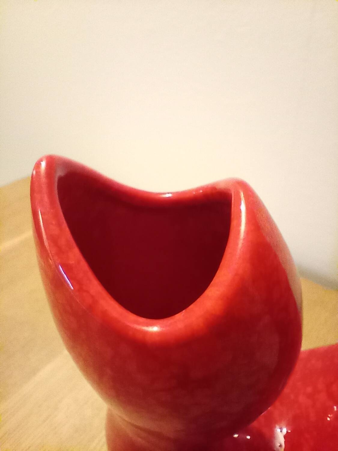 Red ceramic vase, italy 1970s