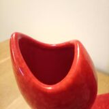 Red ceramic vase, italy 1970s