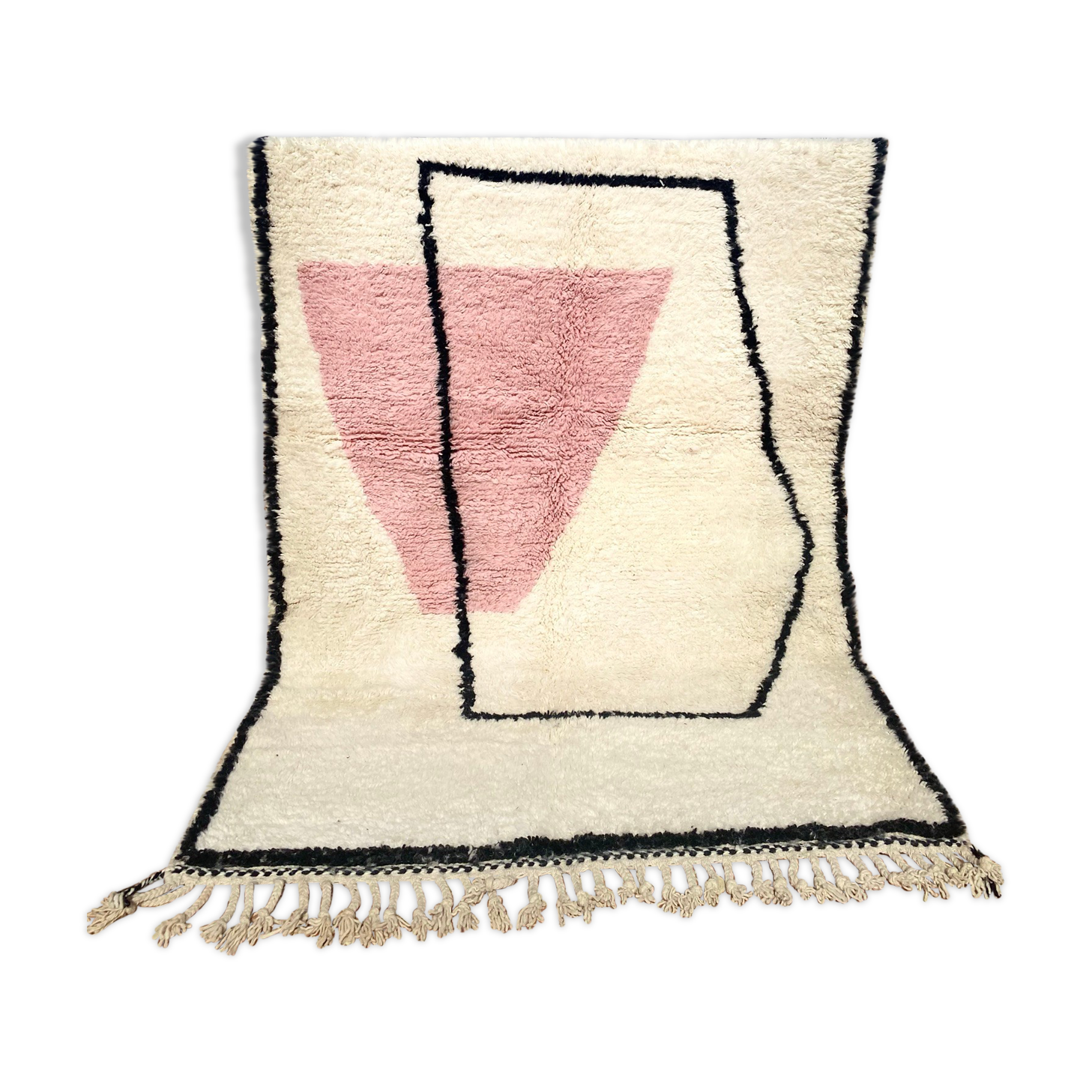 Berber carpet Blessed Ouarain white & pink