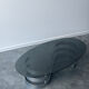 Table basse design en verre fumé et chrome 1970