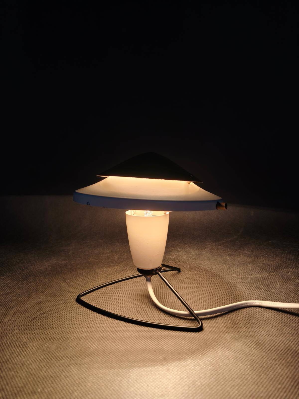 Zukov Czech Space Age Table Lamp, Brass and White Metal, 1970s
