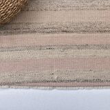 pink brown wool runner rug, Turkish vintage runner kilim  67x293 cm