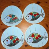 Seafood service / fish 14 pieces / PORNIC M.B.F.A Hand-painted