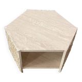 Hexagonal travertine side table by Claude Berraldacci. 1990s. France.