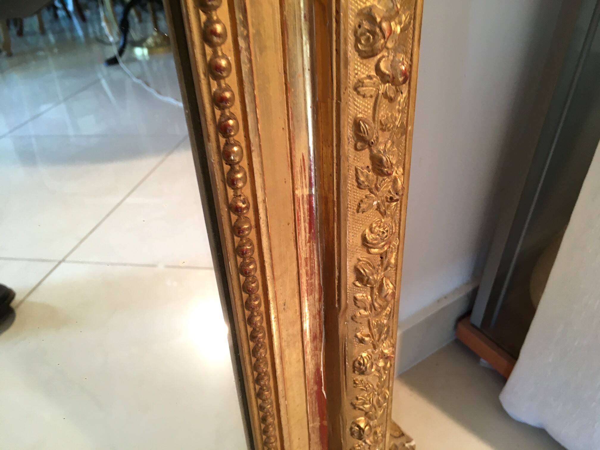 Louis XVI style and 19th century fireplace mirror