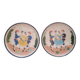 Duo of wall plates or dish traditional Basque dancers, by Aparicio
