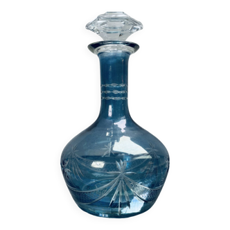 Blue crystal carafe with chiseled stars