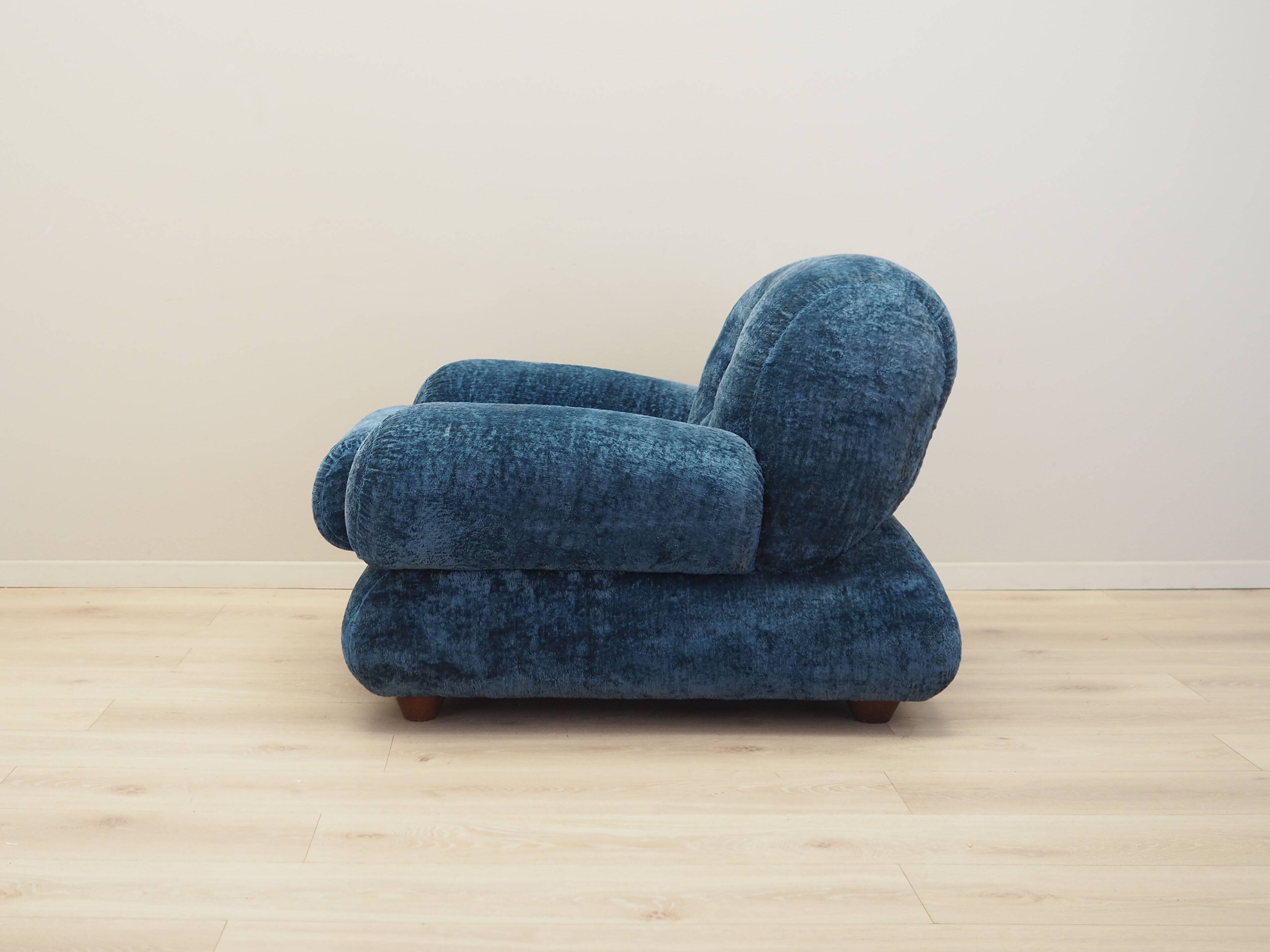 Blue armchair, Italian design, 1970s, production: Italy
