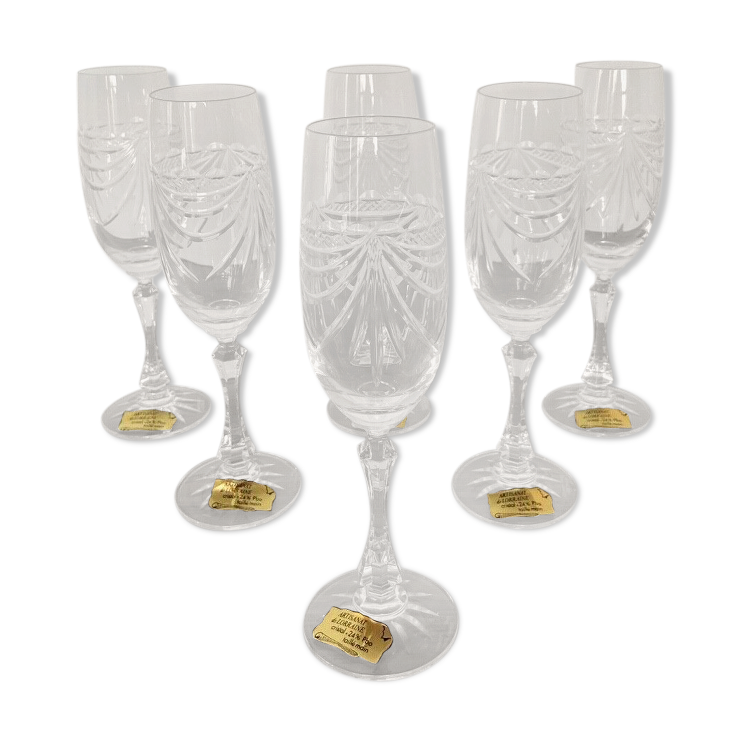 6 flutes a champagne cristal de lorraine modele gerard coffret signe