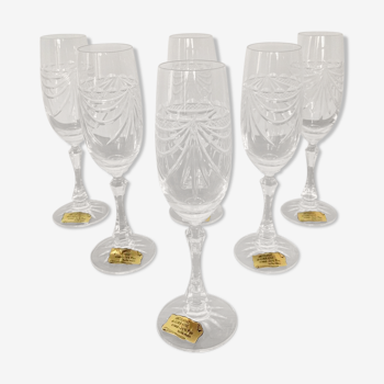 6 flutes a champagne cristal de lorraine modele gerard coffret signe