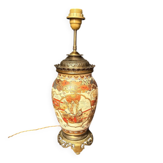 Antique Satsuma Lamp Base Japanese Japan Bronze Col Napoleon III Style