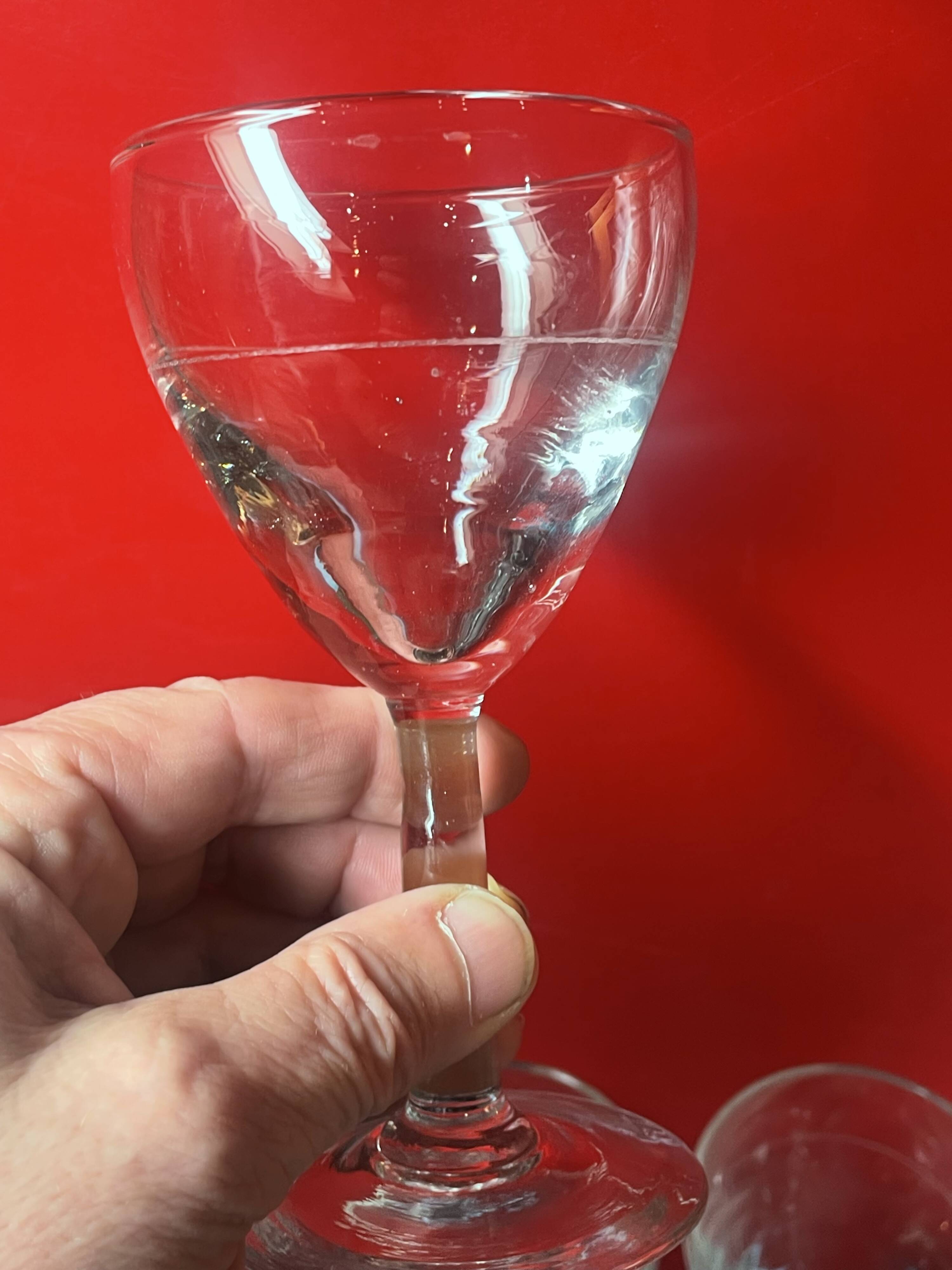 Lot of 12 old aperitif or wine glasses - bistro early 20th century