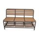 Banc en fer et bois avec des bacs de rangement