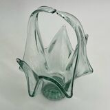 Large empty pocket/vintage fruit basket in blown glass