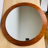 Scandinavian mirror round teak 55 cm 60s