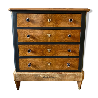 Commode 4 tiroirs noire et bois massif