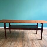 Table basse rectangulaire à deux plateau travail scandinave des années 60