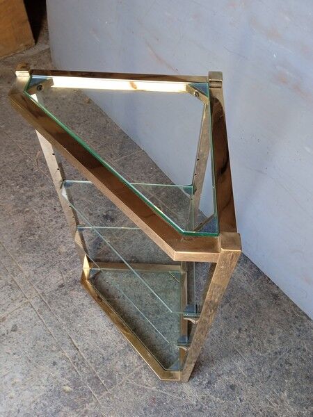 Neckline console metl gilded glass ep 1970