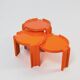 3 tables orange Giotto Stoppino pour Kartell, années 1960